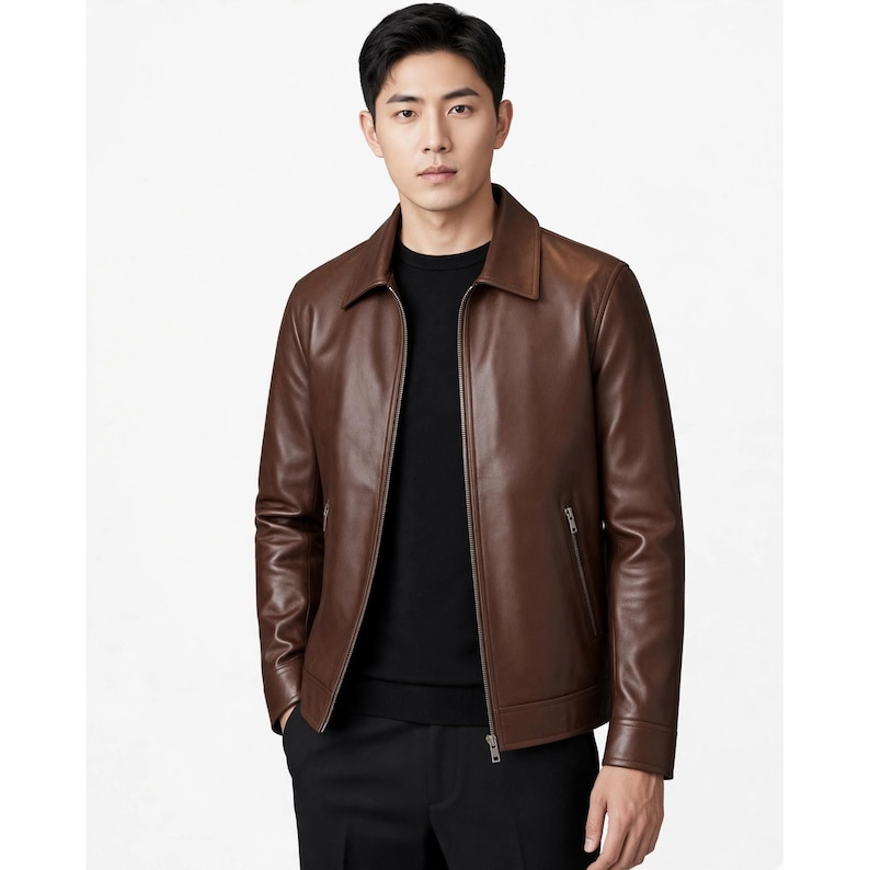 Men's Brown Leather Jacket - Genuine Leather Bomber Jacket