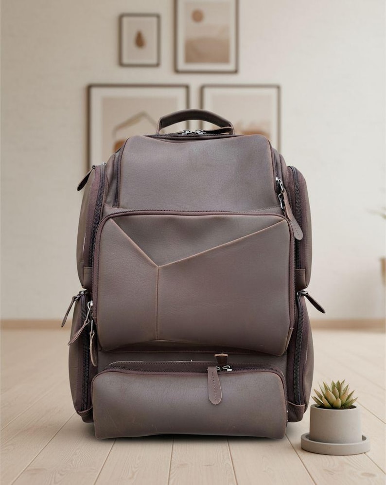 Handmade Waxed Leather Backpack | Vintage Cowhide Travel Rucksack