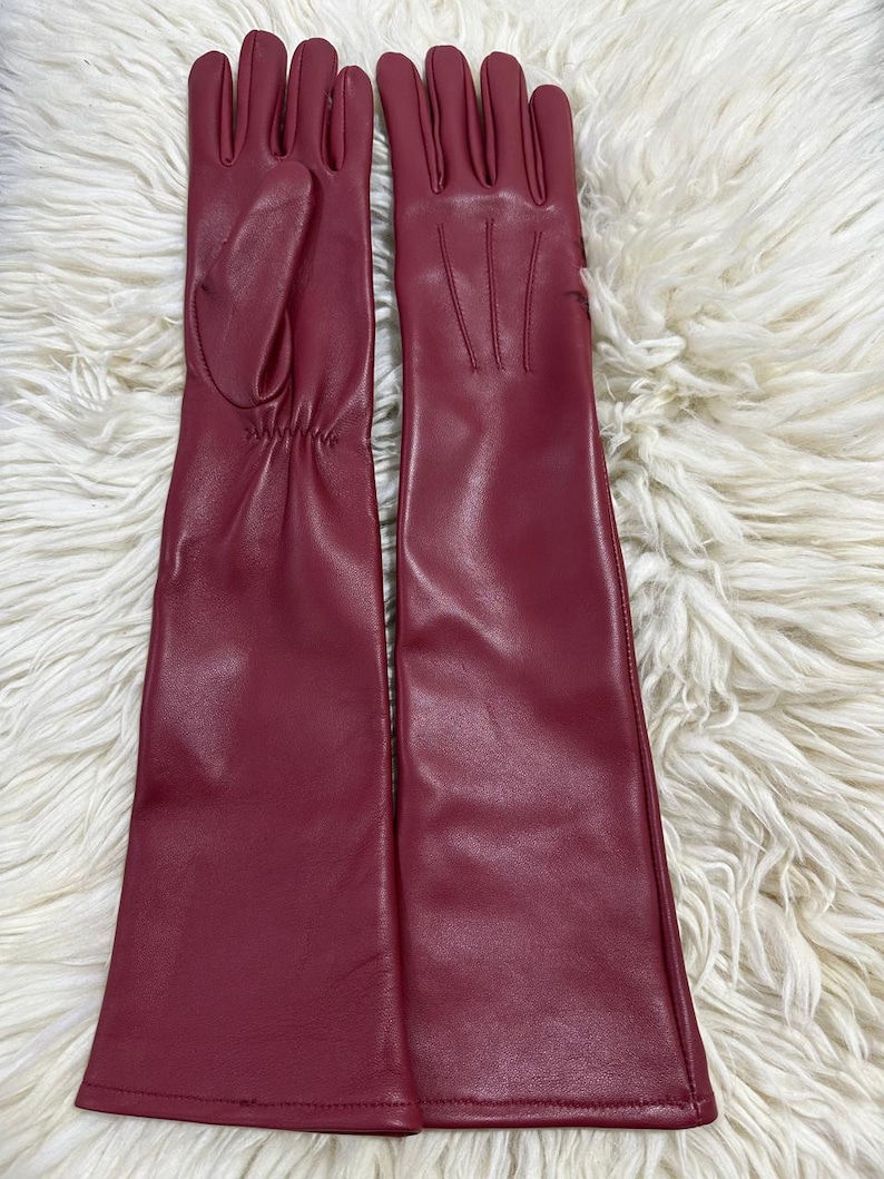 Women’s Sheep Leather Long Gloves – Handmade Opera Length Fashion Gift