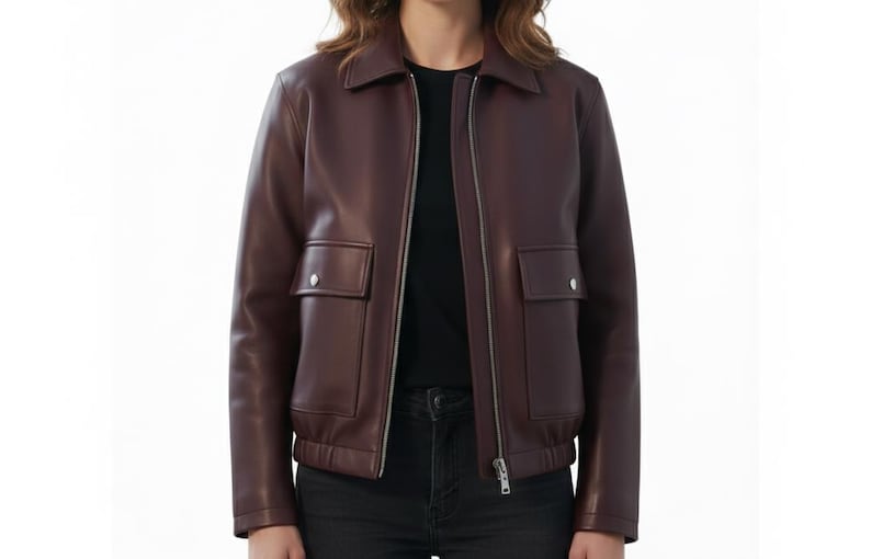 Women’s Cow Leather Jacket • Handmade Burgundy Outerwear • Genuine Leather Fashion Gift • Classic Minimalist Style