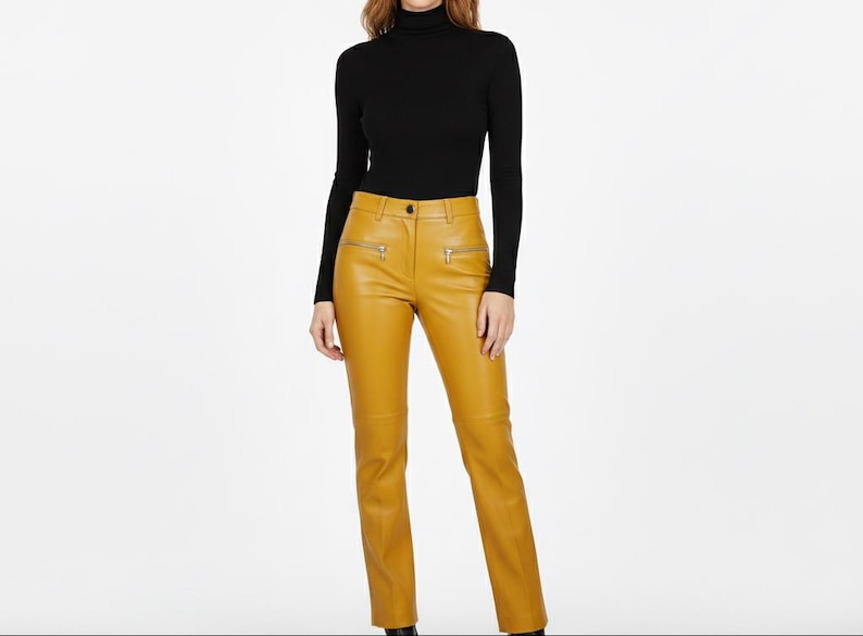 Women’s Yellow Cow Leather Pants