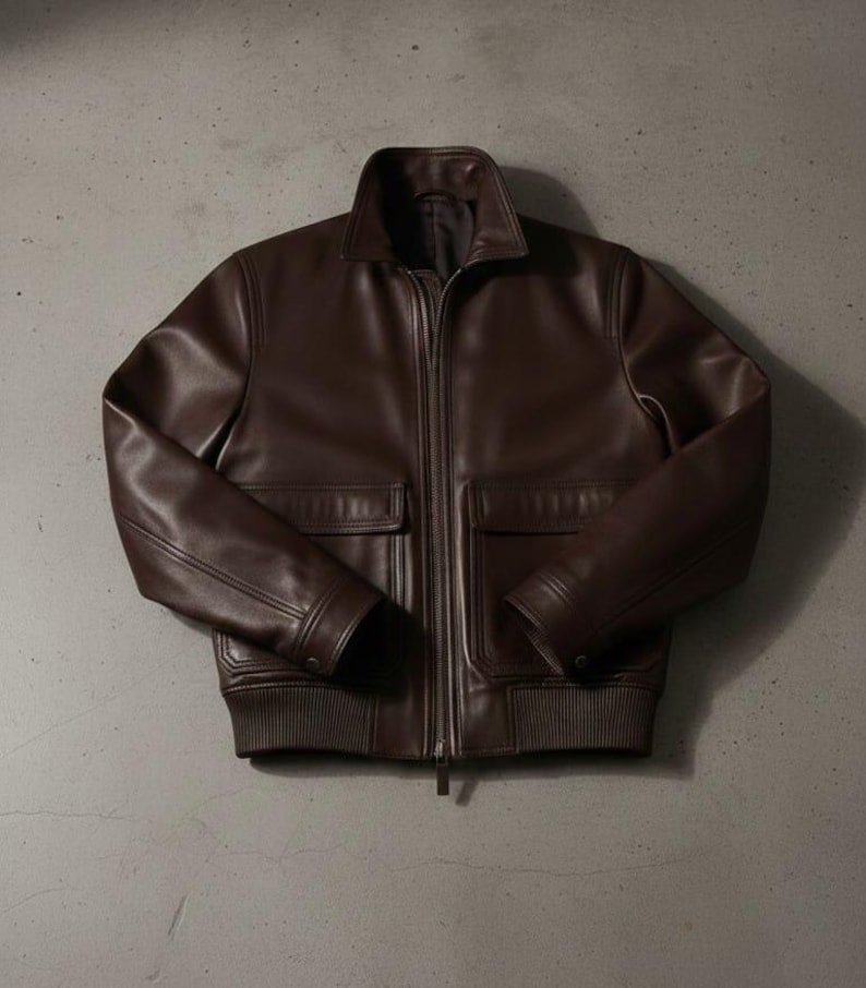 Men’s Genuine Cowhide Biker Style Brown Jacket | Handmade Vintage Winter Wear