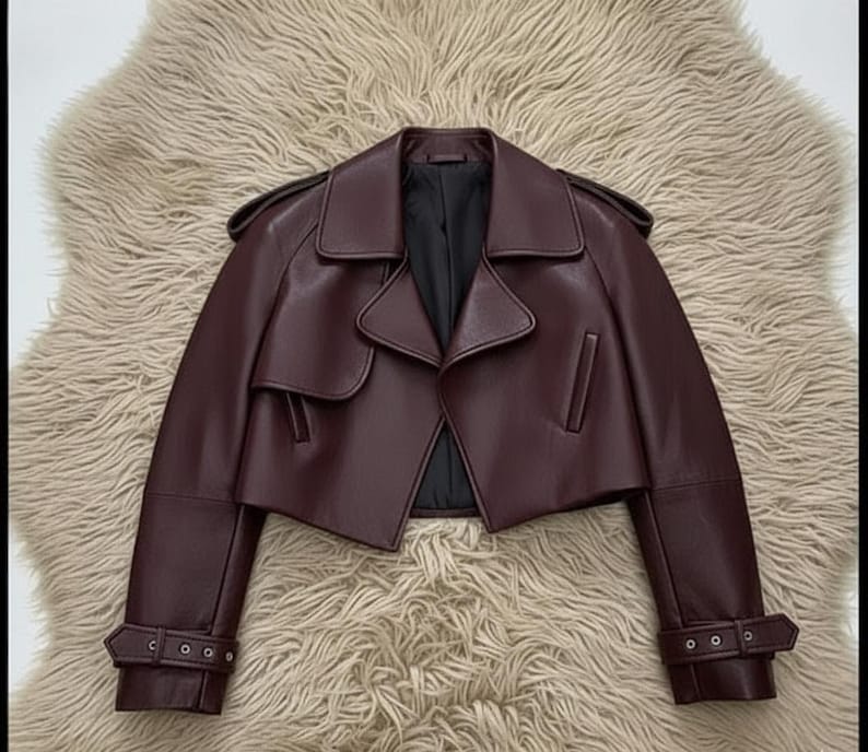 Women’s Cropped Cowhide Leather Jacket | Handmade Fashion Outerwear | Chic Style