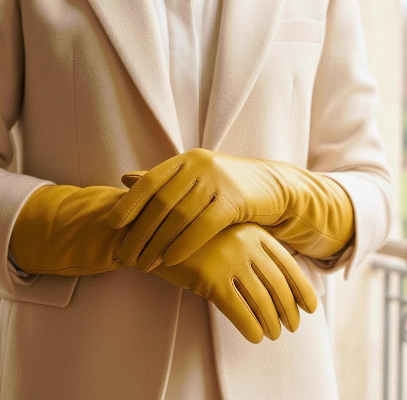 Long Sheep Leather Gloves, Unlined Women’s Dress — Made To Order