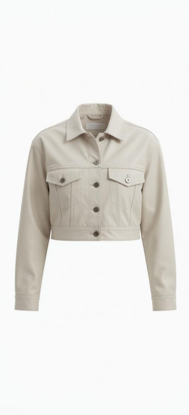 Women’s Cow Leather Cropped Trucker Jacket