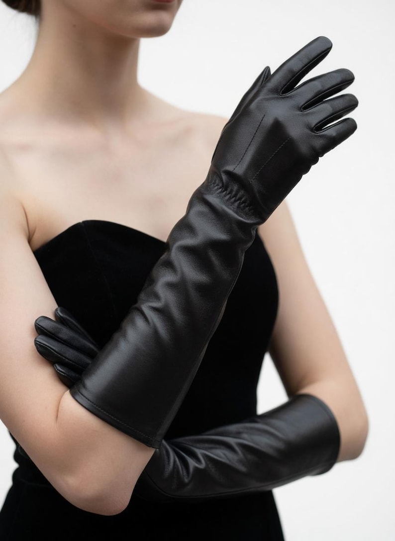 Women's Opera Leather Gloves, Long Sheep Gloves, Handmade Evening Wear, Gift for Her