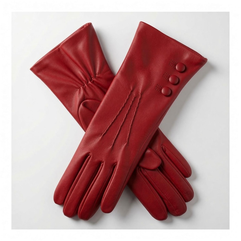 Women’s Sheep leather Gloves, 3 Button Leather Dress Gloves, Elegant Winter Gloves