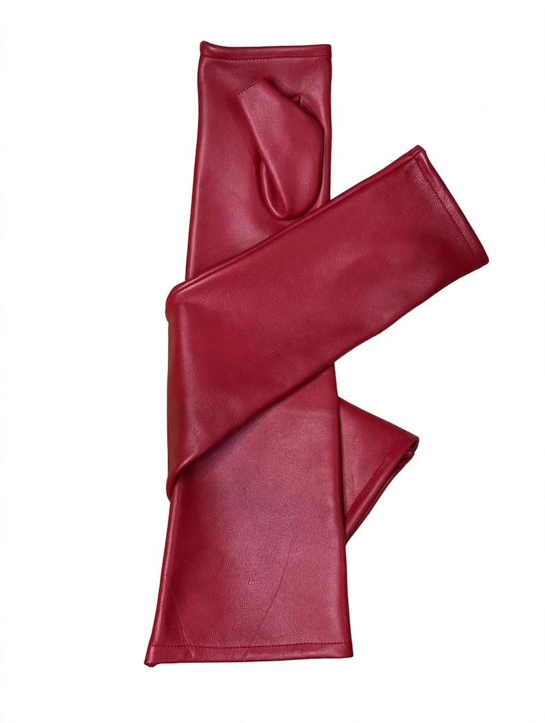 Women's Fingerless Leather Gloves, Long Sheep Leather Arm Gloves